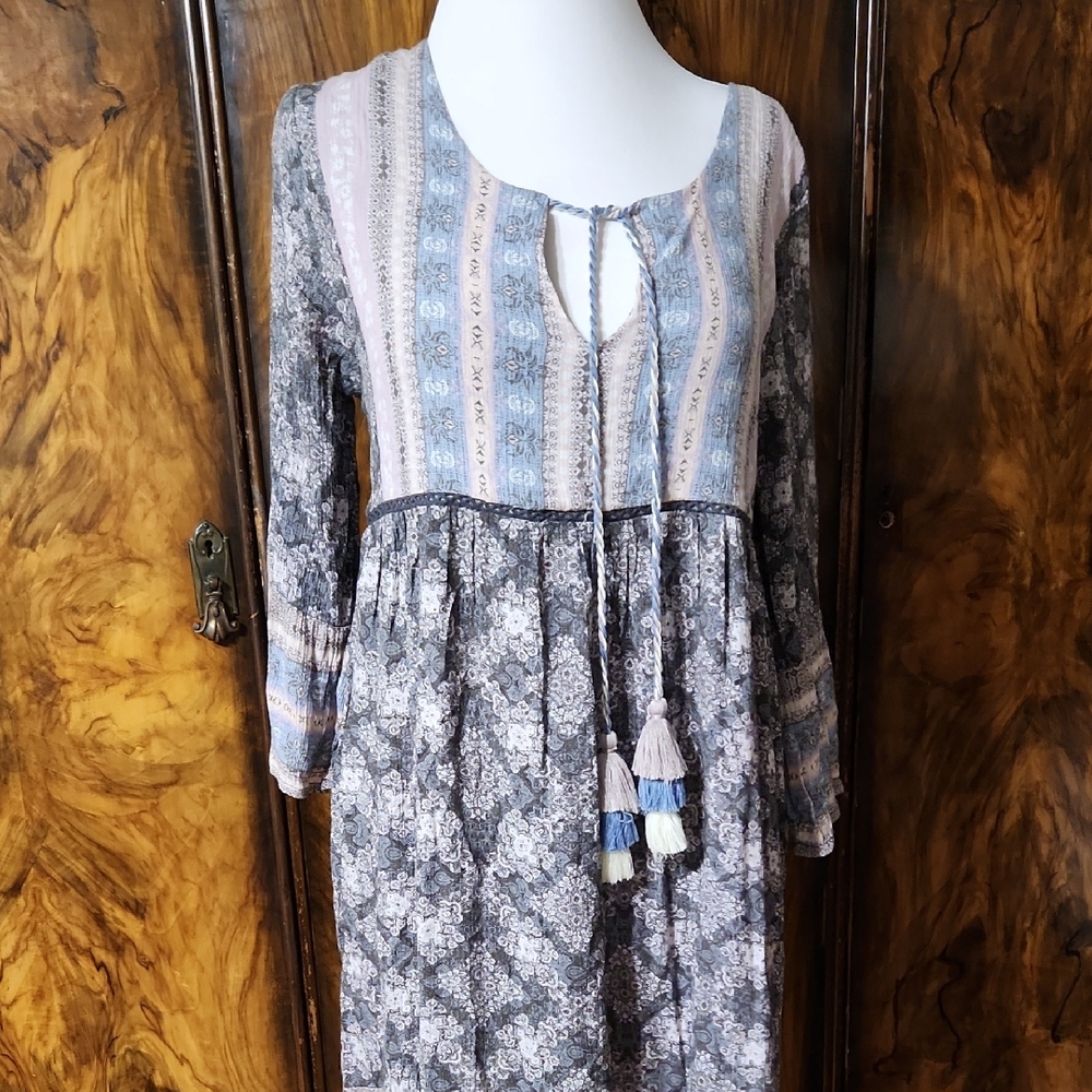 Knox Rose Floral Bohemian Dress with Tassels
